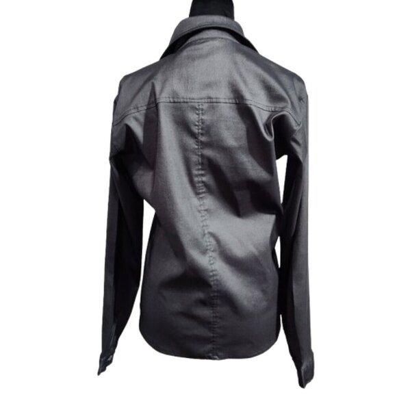 Numero Uno Shimmer Grey Buttoned Down Long Sleeve Blouse Women's Large - Picture 3 of 9